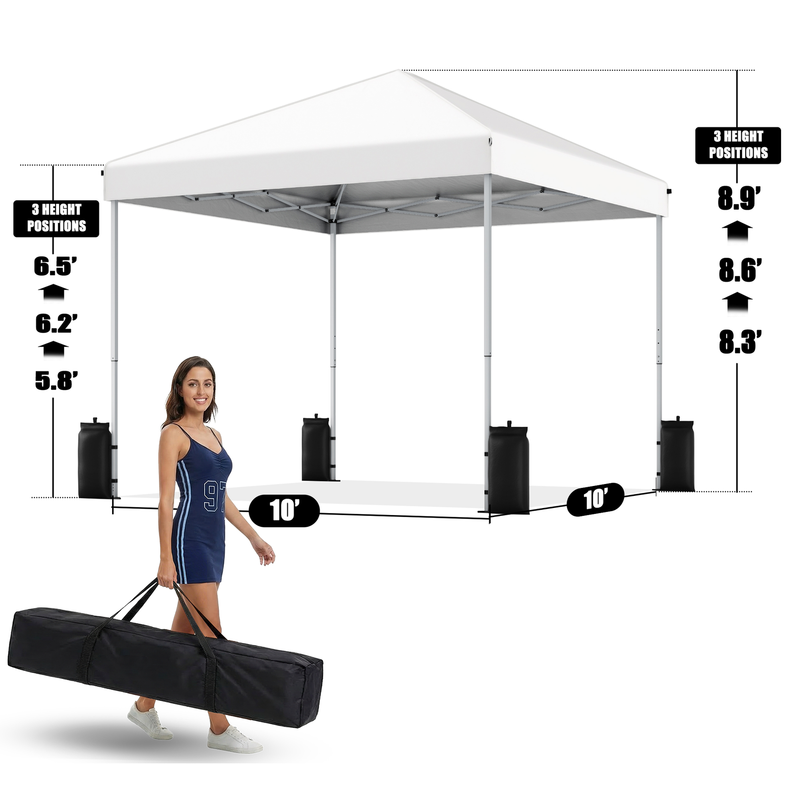 SANWAY 10x10 Pop Up Canopy Tent, One Push Setup - Image 3