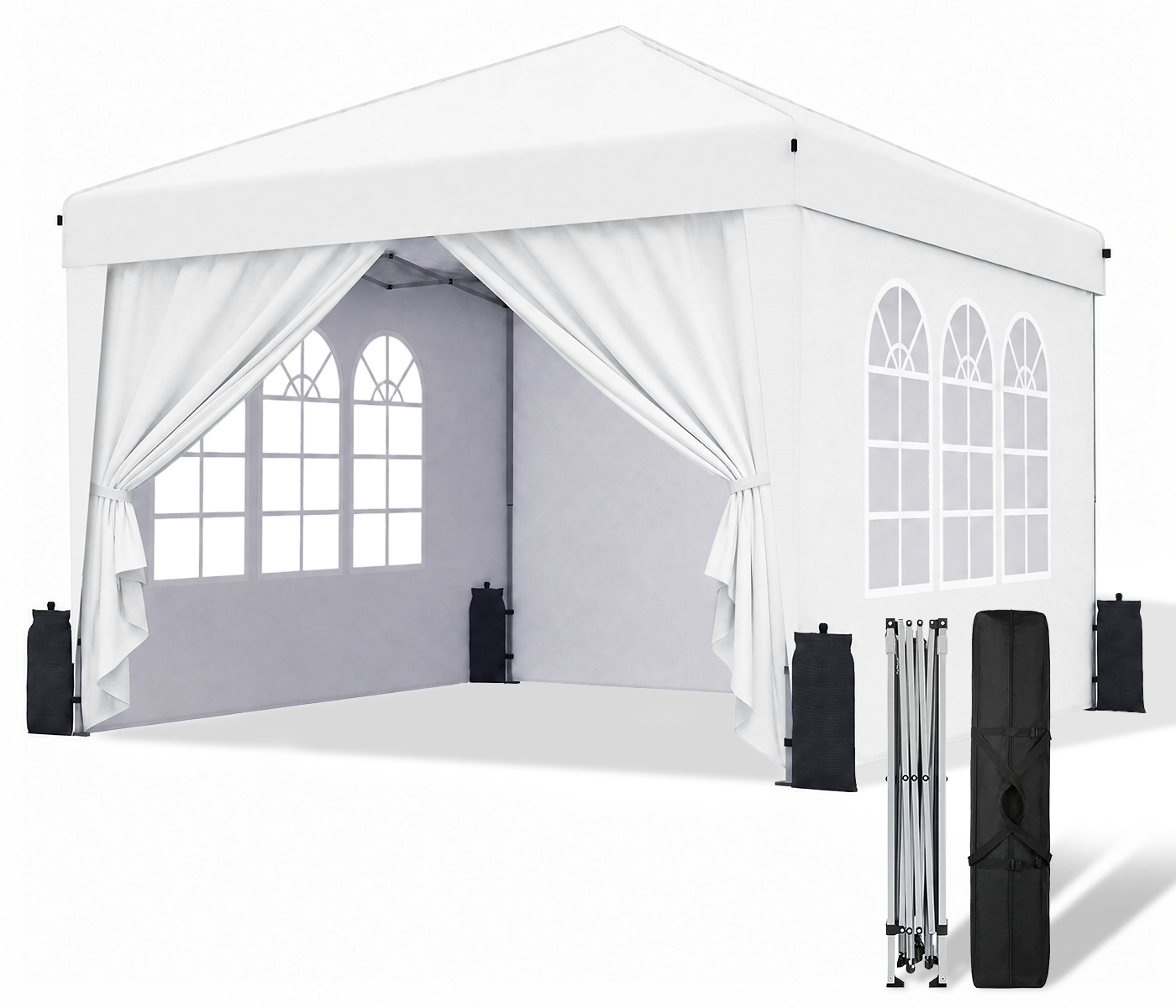 SANWAY 10x10 Pop Up Canopy with Sidewalls, Easy Setup Instant Canopy Tent, Portable with Carry Bag for Outdoor Events