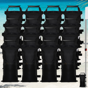 16 Pack SANWAY 448 LBS Sand Bags for Canopy (Unfilled)-Portable and Durable to Secure Tents, Canopies, and Umbrellas (Black)