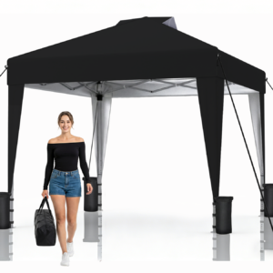 SANWAY 10x10 Pop up Canopy, Heavy Duty One Push, Outdoor Instant Canopy Protable for Events Camping Beach Tent - Black