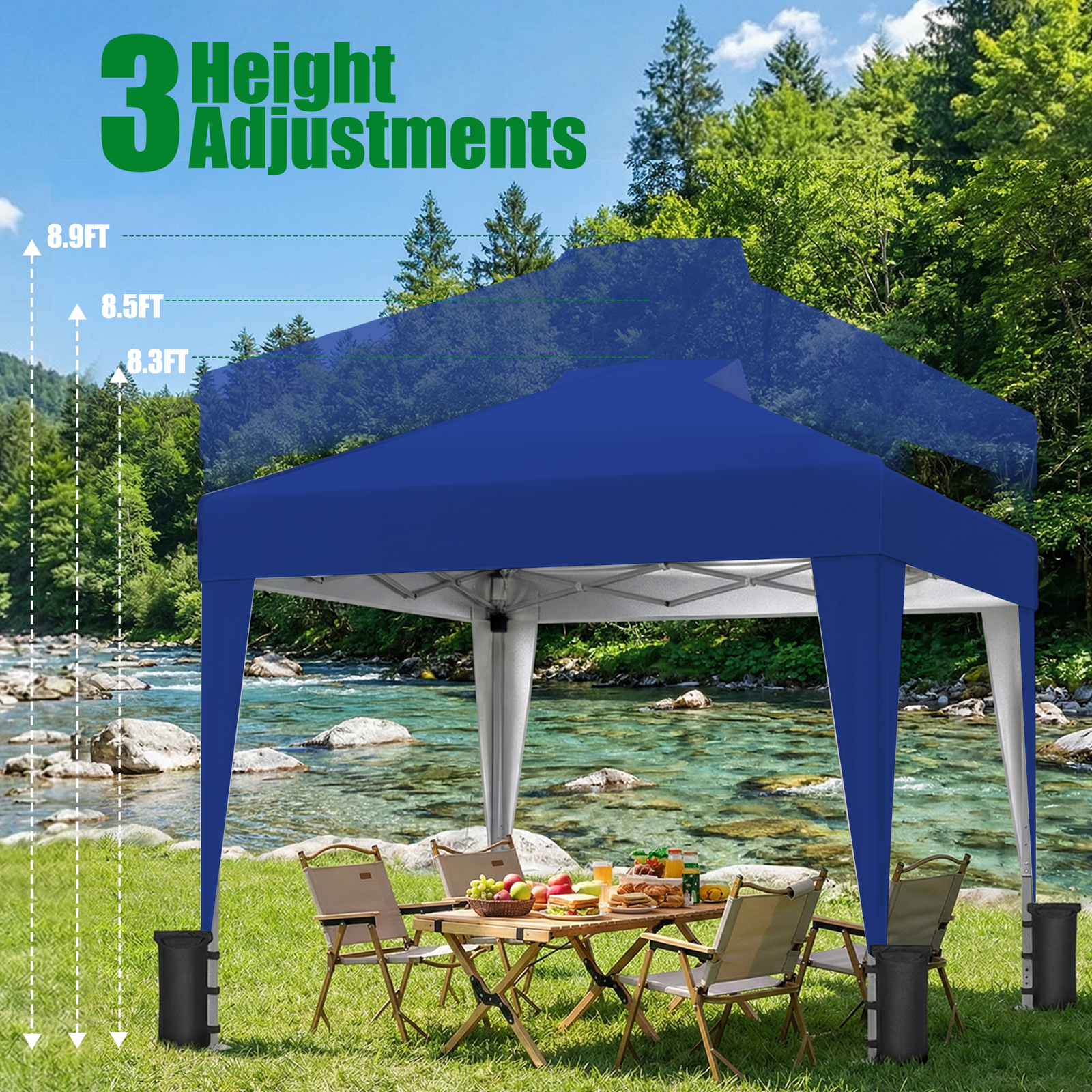 SANWAY 10x10 Pop up Canopy, Heavy Duty One Push, Outdoor Instant Canopy Protable for Events Camping Beach Tent - Blue - Image 2