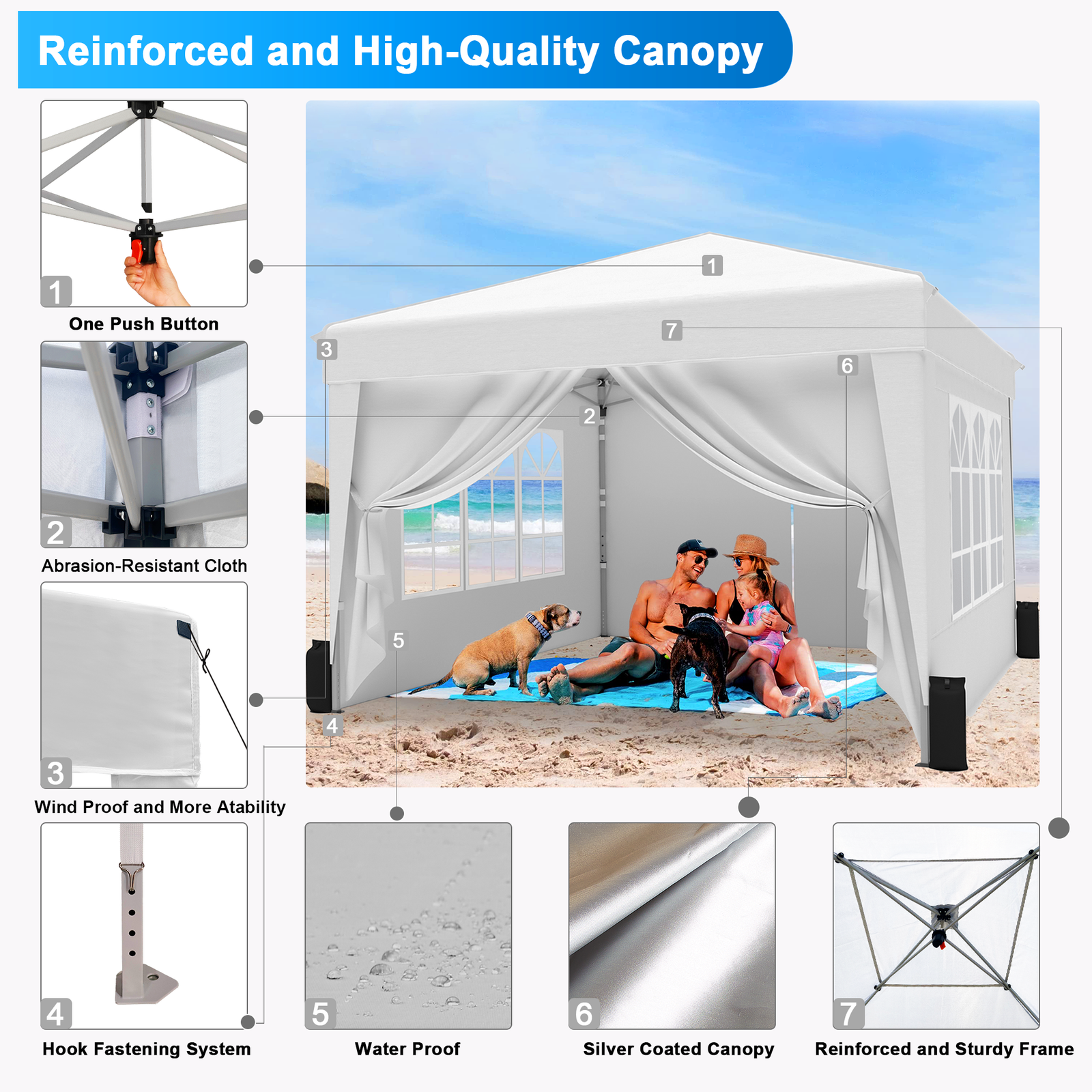 SANWAY 10x10 Pop Up Canopy Tent, One Push Setup – Image 4
