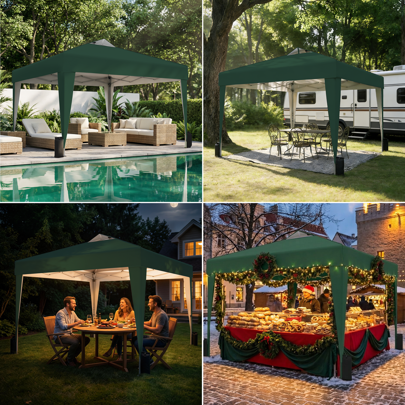 SANWAY 10x10 Pop up Canopy, Heavy Duty One Push, Outdoor Instant Canopy Protable for Events Camping Beach Tent - Green - Image 7