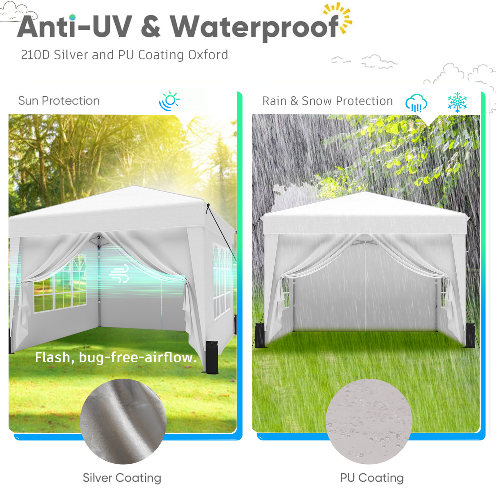 SANWAY 10x10 Pop Up Canopy Tent, One Push Setup – Image 2