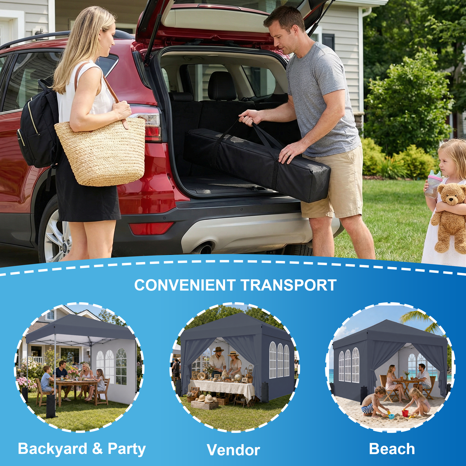 SANWAY 10x10 Pop Up Canopy with Sidewalls x 4 – Easy Setup Canopy Tent, Waterproof, UV-Resistant, Portable with Carry Bag for Outdoor Events - Image 8