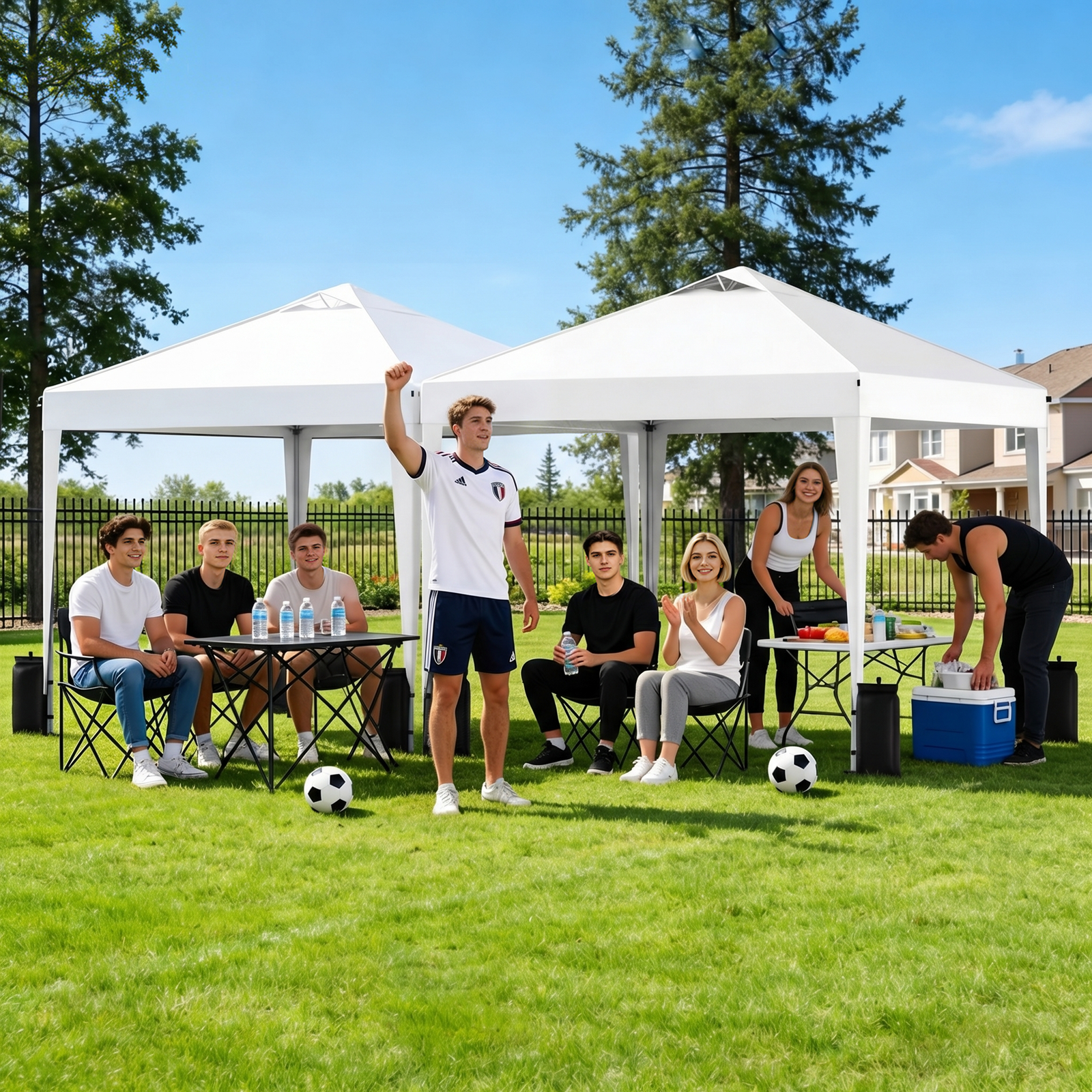 SANWAY 10x10 Pop Up Canopy Tent, One Push Setup, Heavy Duty Portable for Beach Camping Parties with Vents - Silver White - Image 2