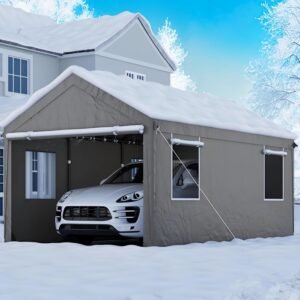 SANWAY 12x20 Heavy Duty Carport, Dark Gray