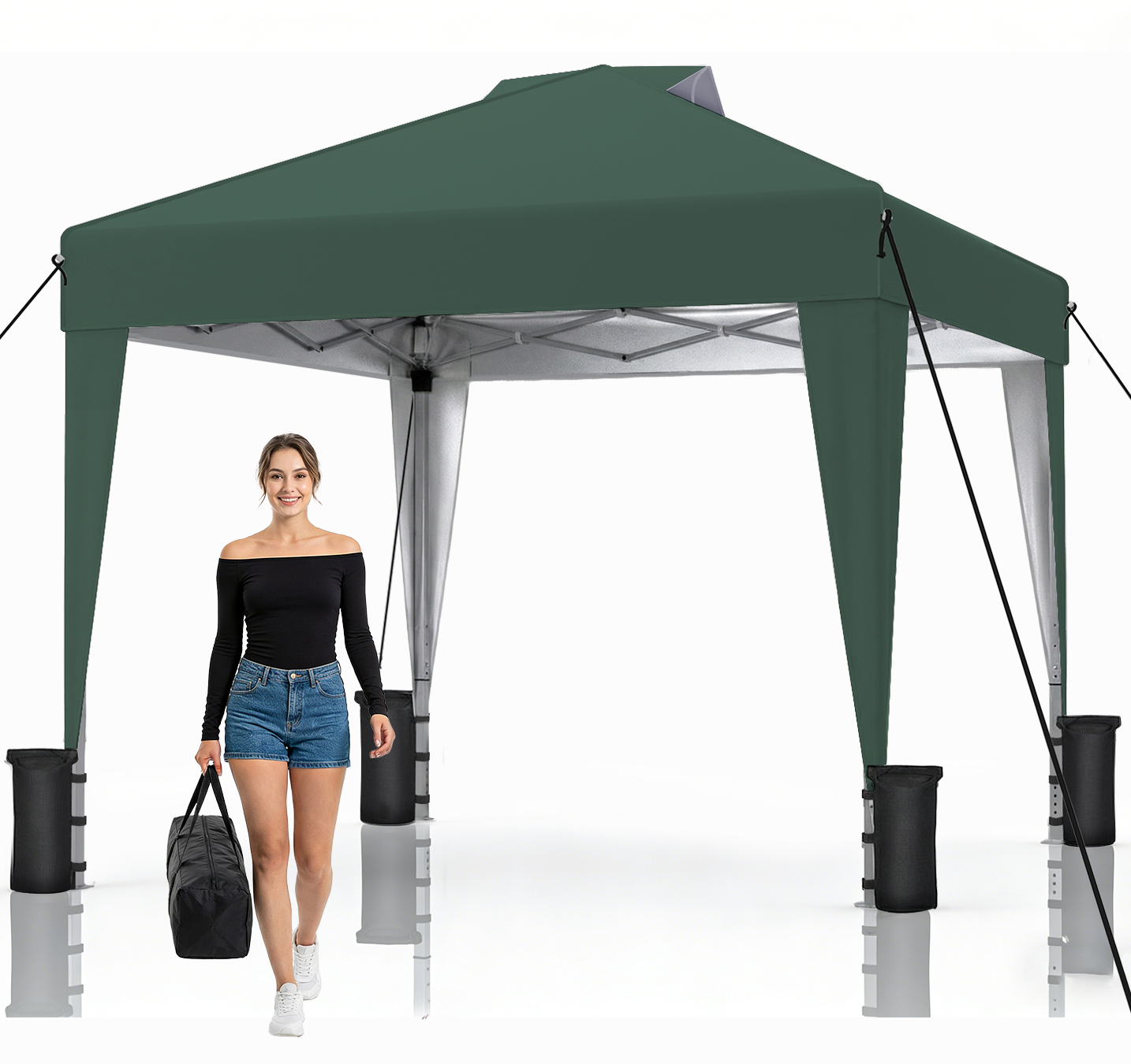 SANWAY 10x10 Pop up Canopy, Heavy Duty One Push, Outdoor Instant Canopy Protable for Events Camping Beach Tent - Green