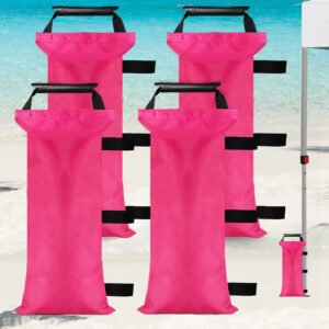 4 Pack (NO Sand) 120 LBS Sand Bags for Canopy Weights (Pink)