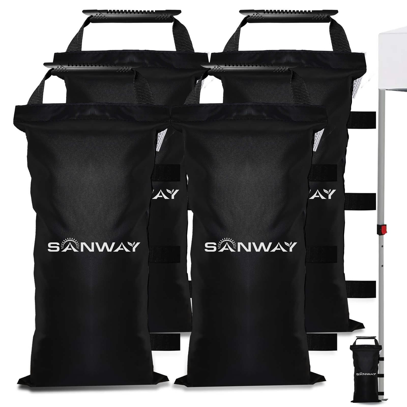 SANWAY 120 LBS (Unfilled) Sand Bags for Canopy Weights, Windproof-Portable and Durable to Secure Tents, Canopies, and Umbrellas-Black-3