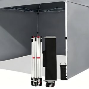 SANWAY 10x10 Pop Up Canopy with Sidewalls, Heavy Duty Portable Gazebo Canopy Tent for Parties,Commercial Events, Camping, One Person Setup - Dark Gray