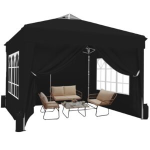 10x10 Pop Up Canopy Tent with Sidewalls x 4 – Waterproof