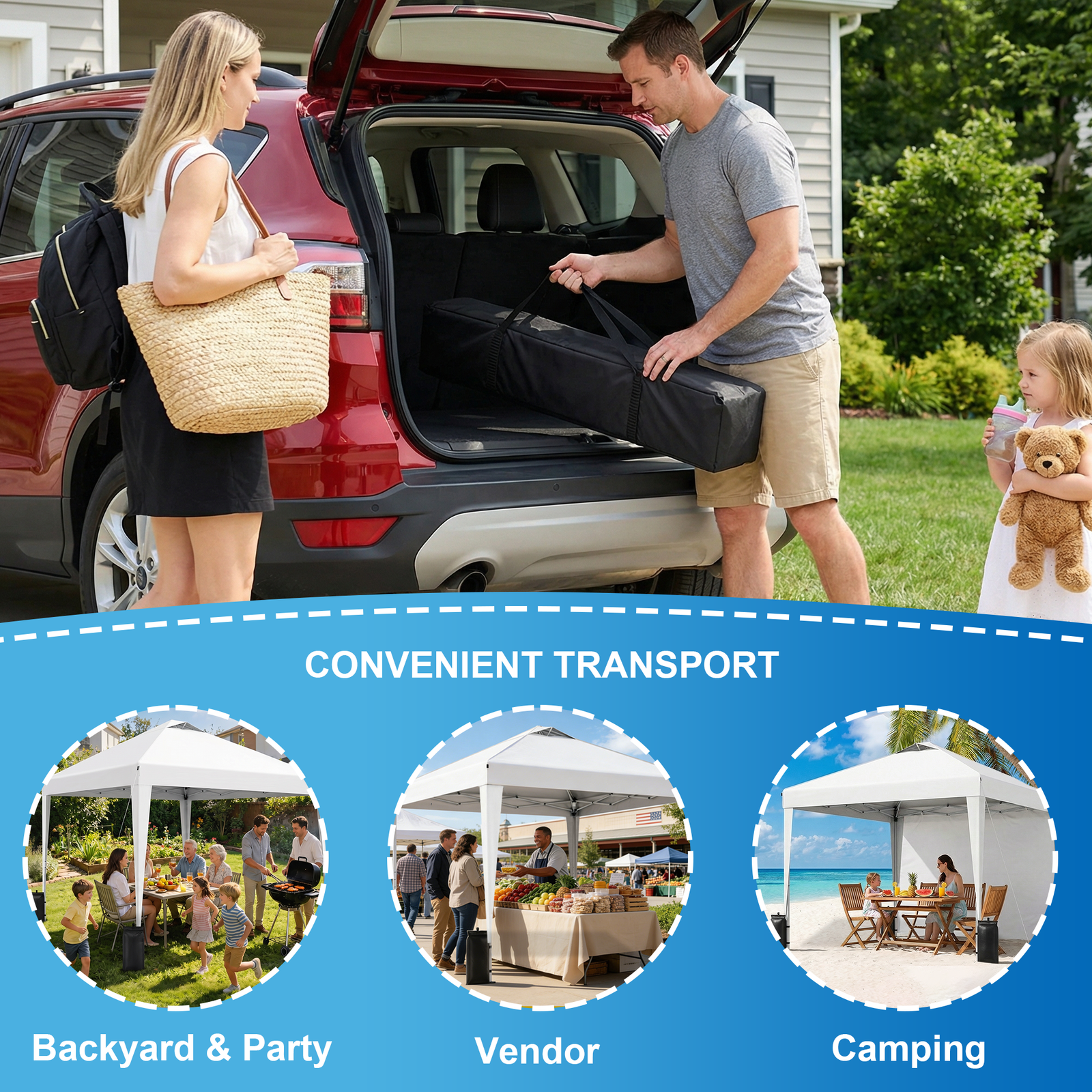 SANWAY 10x10 Pop Up Canopy Tent, One Push Setup, Heavy Duty Portable for Beach Camping Parties with Vents - Silver White - Image 8