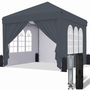 SANWAY 10x10 Pop Up Canopy with Sidewalls x 4 – Easy Setup Canopy Tent, Waterproof, UV-Resistant, Portable with Carry Bag for Outdoor Events