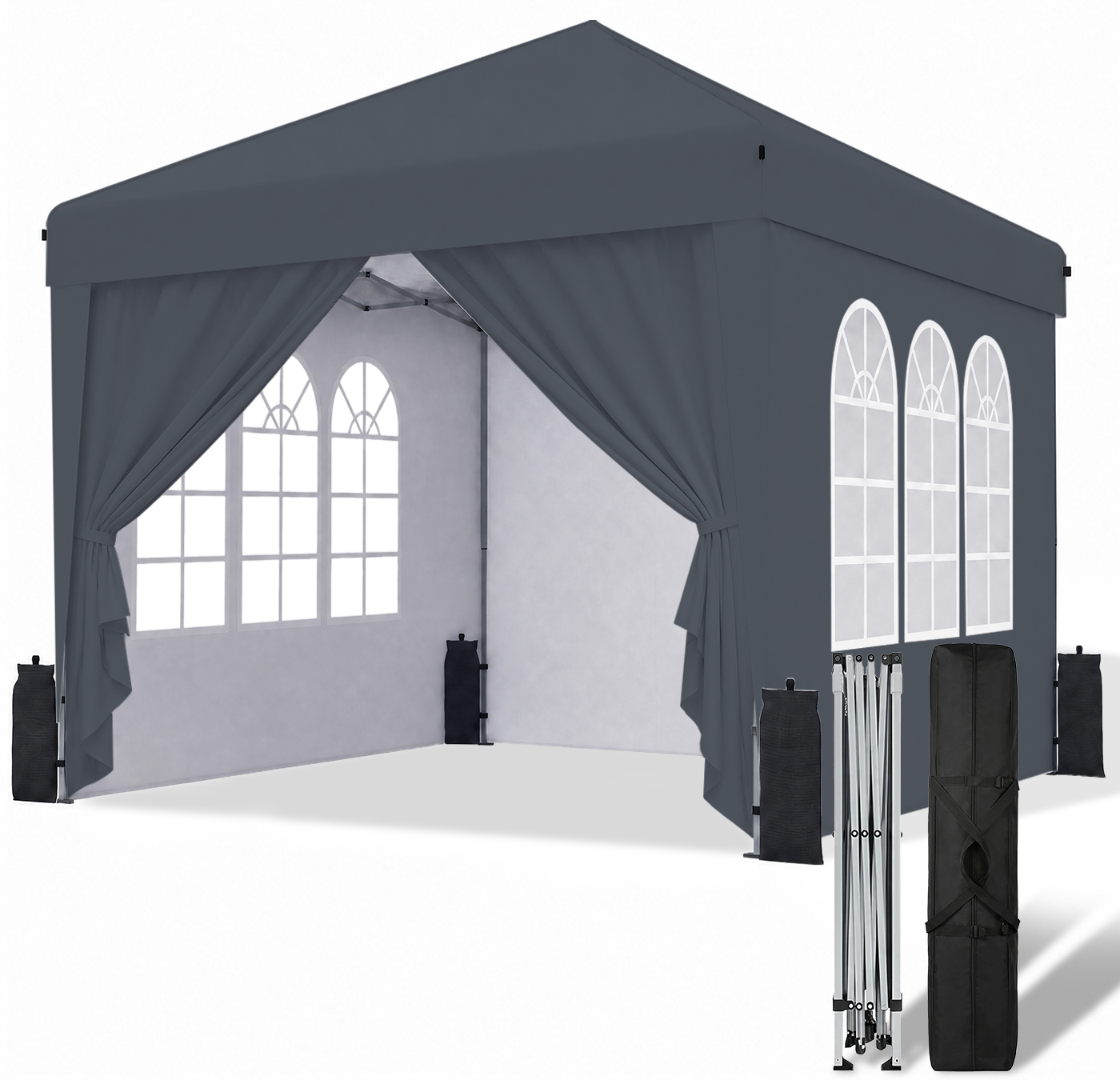 SANWAY 10x10 Pop Up Canopy with Sidewalls x 4 – Easy Setup Canopy Tent, Waterproof, UV-Resistant, Portable with Carry Bag for Outdoor Events
