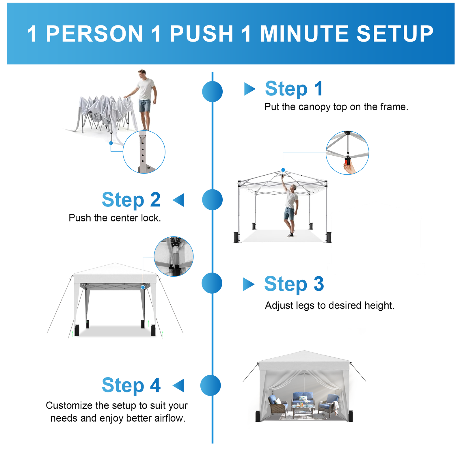 SANWAY 10x10 Pop Up Canopy Tent, One Push Setup – Image 5