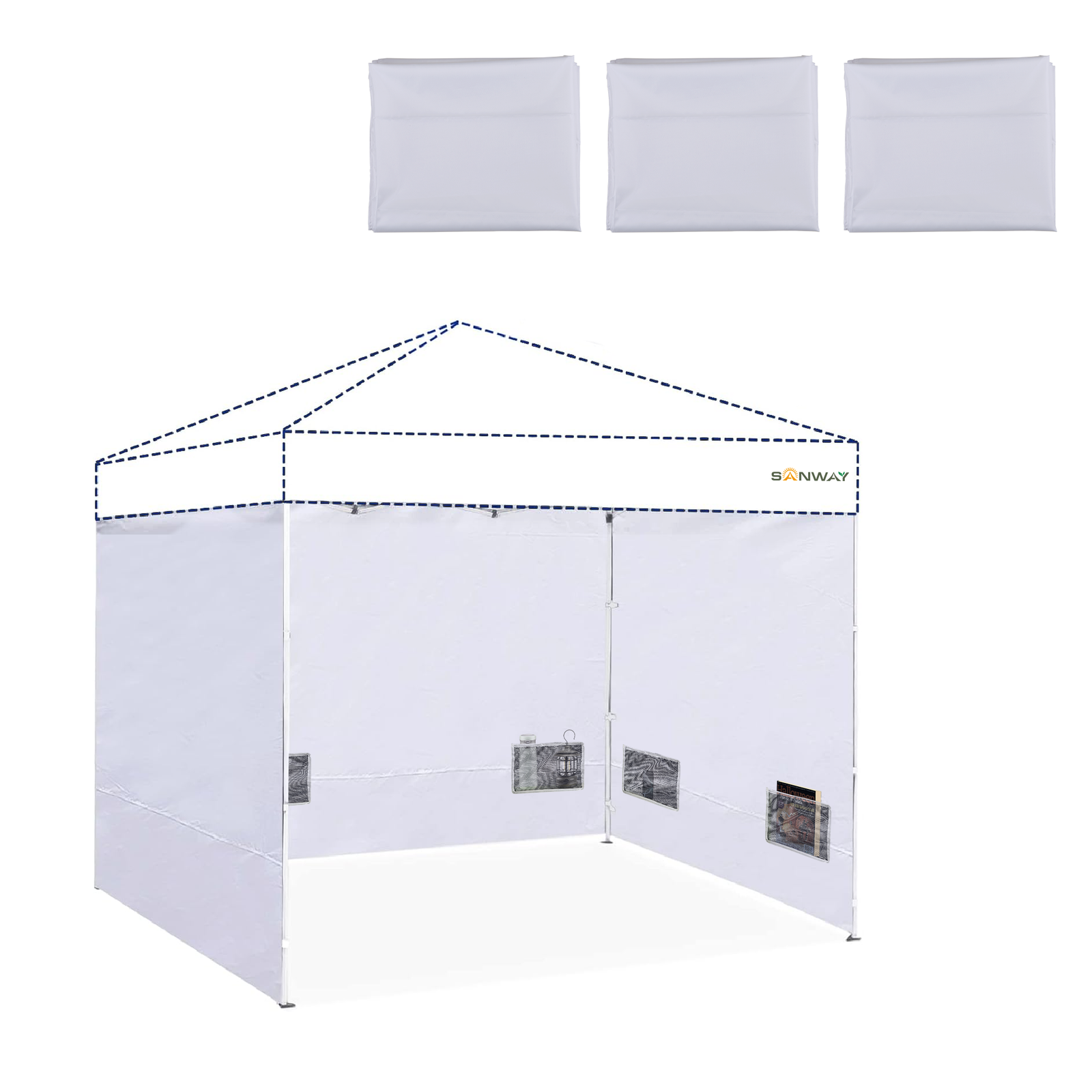 SANWAY Instant Canopy Tent Sunwall Silver, 3 Pack Sidewall Only, White