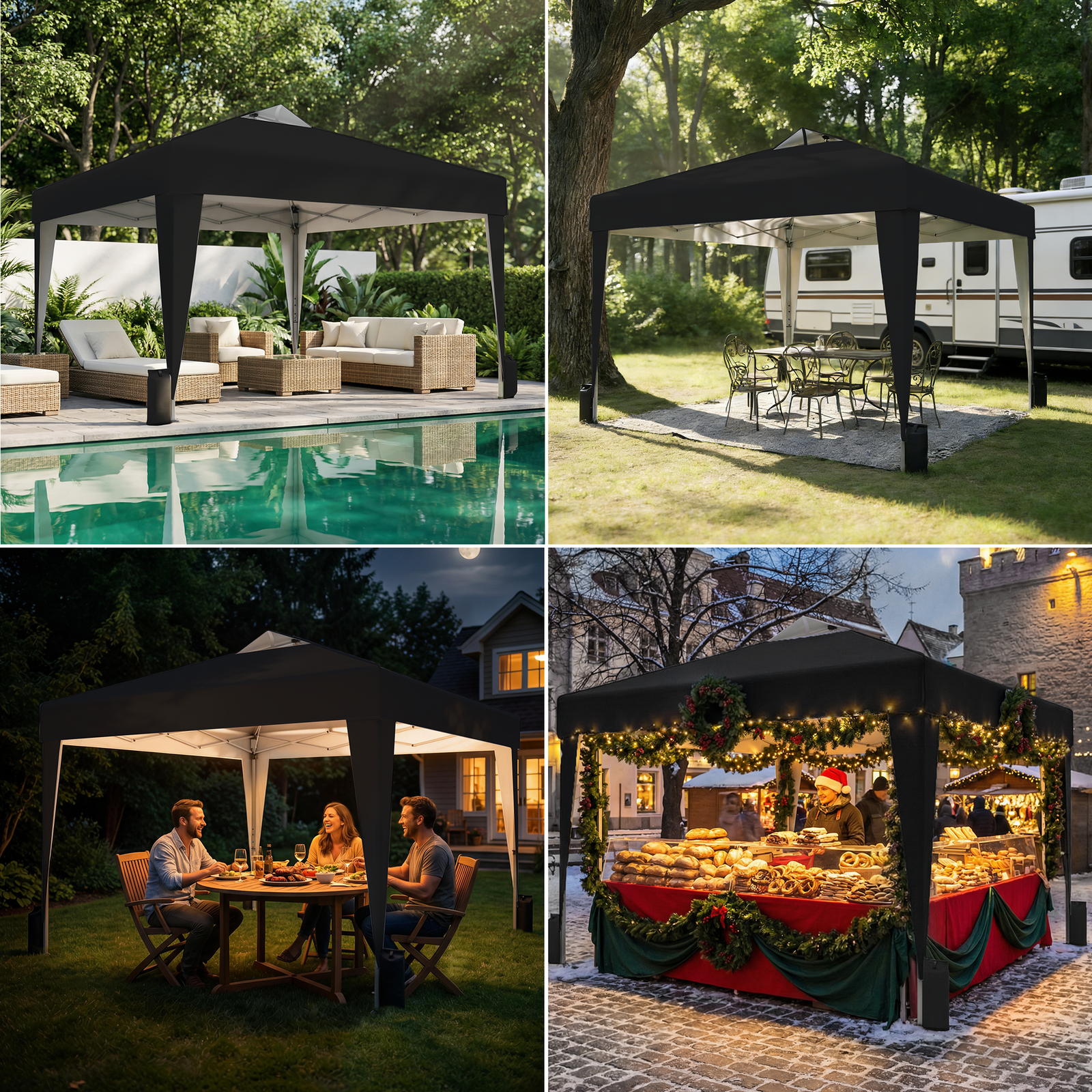 SANWAY 10x10 Pop up Canopy, Heavy Duty One Push, Outdoor Instant Canopy Protable for Events Camping Beach Tent - Black - Image 7