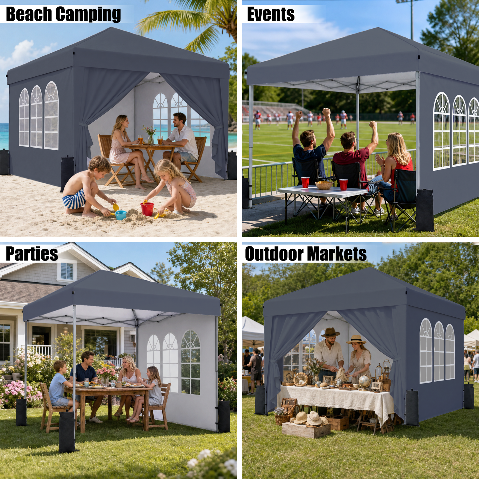 SANWAY 10x10 Pop Up Canopy with Sidewalls x 4 – Easy Setup Canopy Tent, Waterproof, UV-Resistant, Portable with Carry Bag for Outdoor Events - Image 5