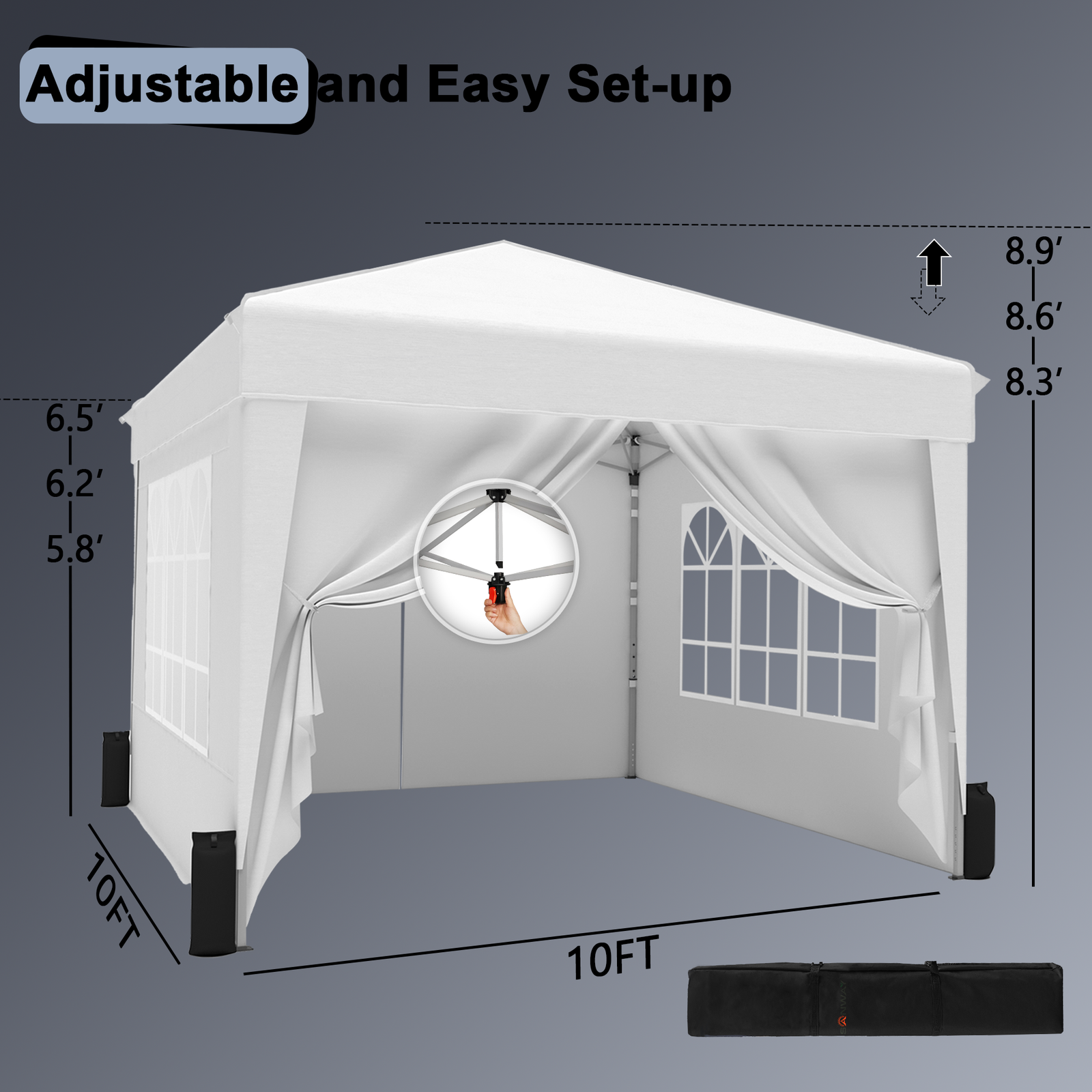 SANWAY 10x10 Pop Up Canopy Tent, One Push Setup – Image 3