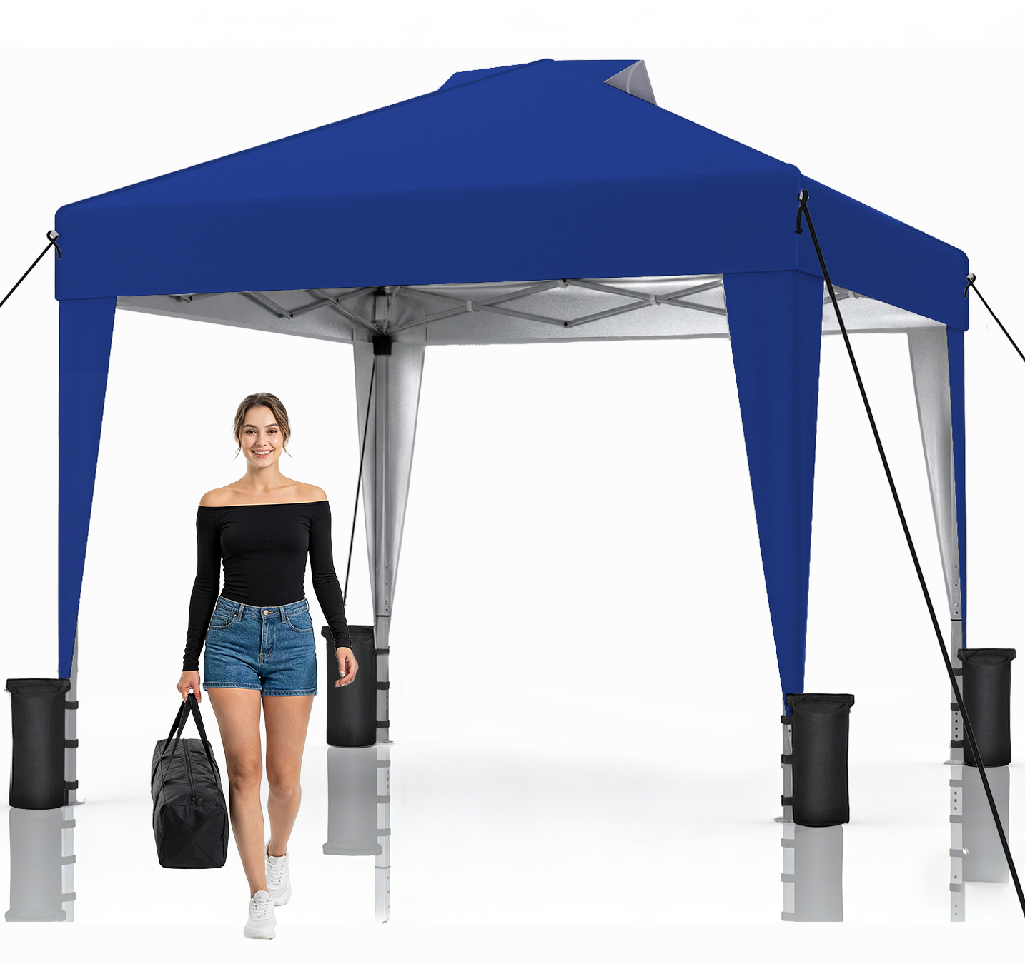 SANWAY 10x10 Pop up Canopy, Heavy Duty One Push, Outdoor Instant Canopy Protable for Events Camping Beach Tent - Blue