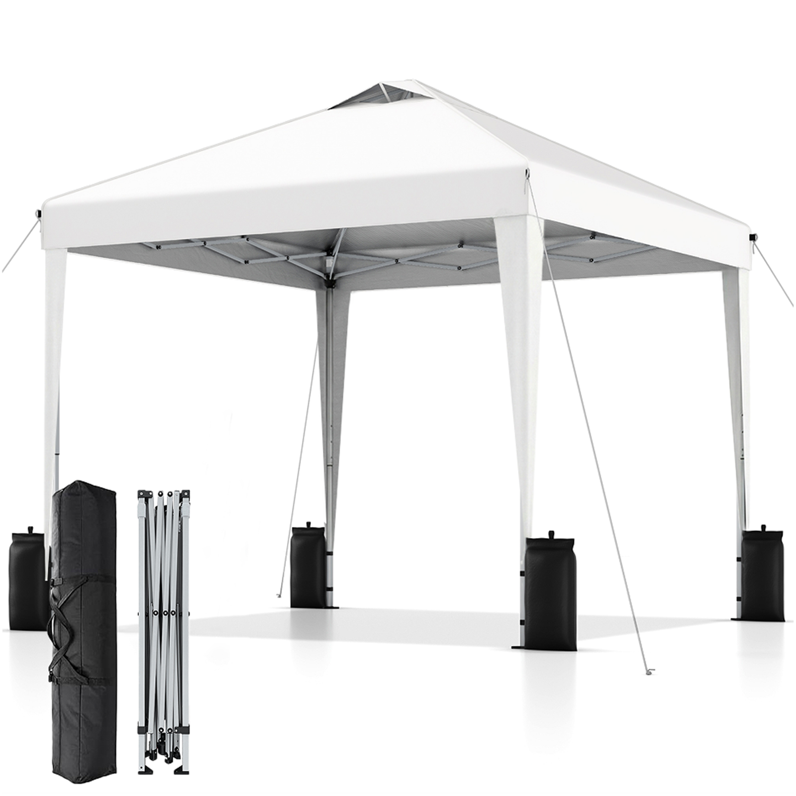 SANWAY 10x10 Pop Up Canopy Tent, One Push Setup, Heavy Duty Portable for Beach Camping Parties with Vents - Silver White
