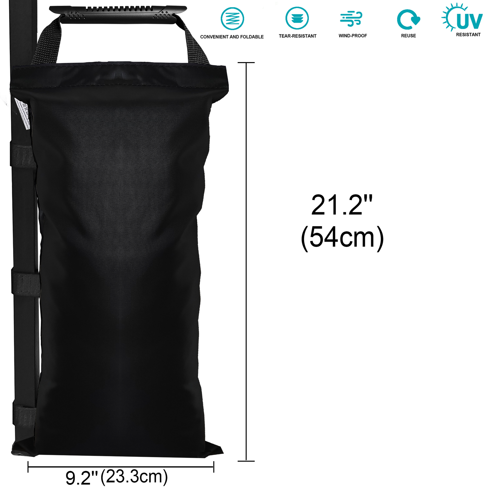 SANWAY 120 LBS (Unfilled) Sand Bags for Canopy Weights, Windproof-Portable and Durable to Secure Tents, Canopies, and Umbrellas-Black-3 - Image 2