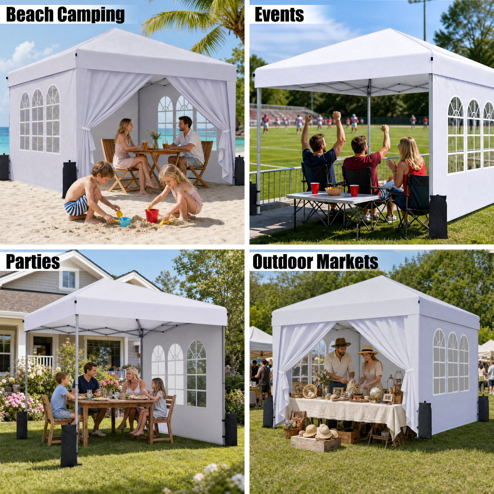 SANWAY 10x10 Pop Up Canopy with Sidewalls, Easy Setup Instant Canopy Tent, Portable with Carry Bag for Outdoor Events - Image 5