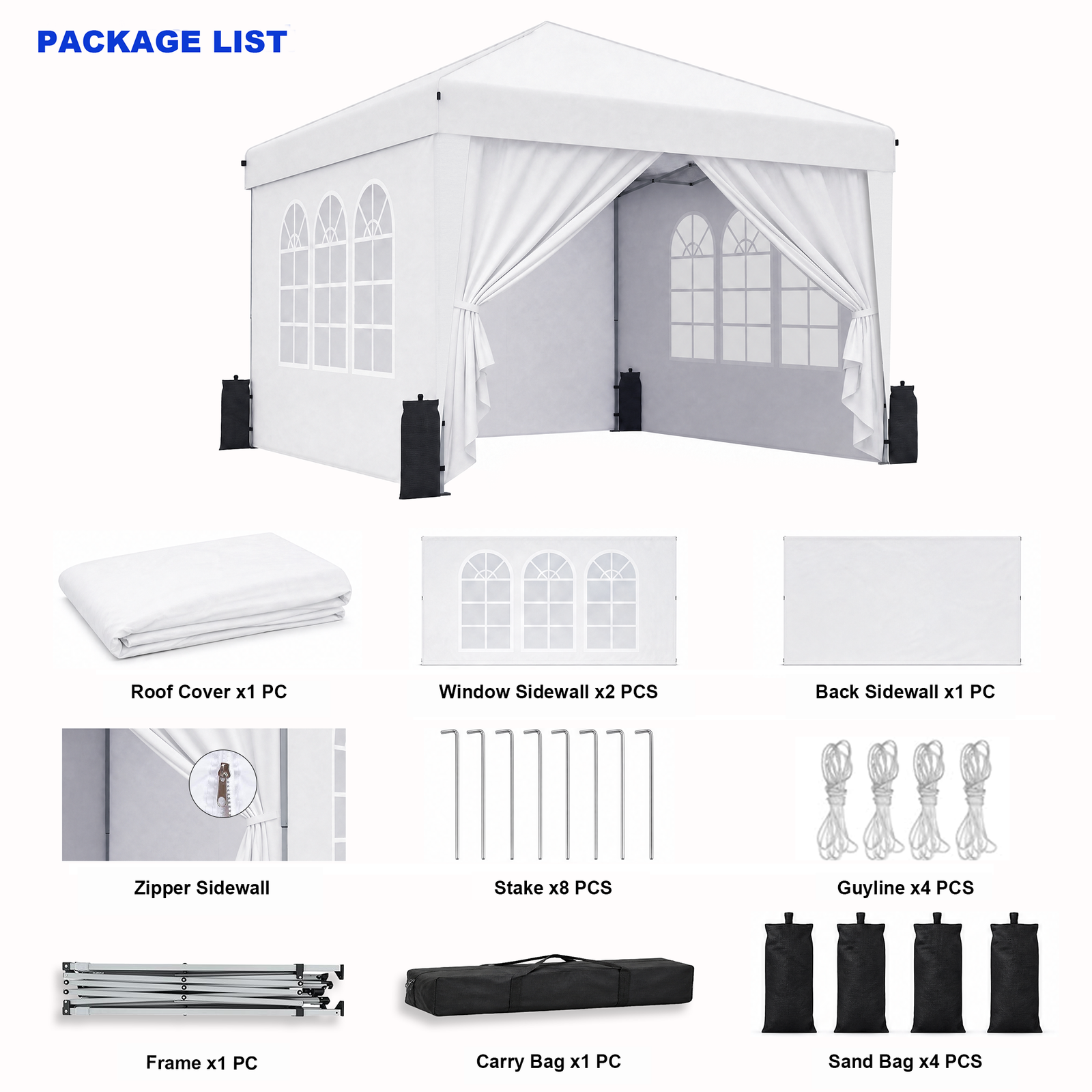 SANWAY 10x10 Pop Up Canopy with Sidewalls, Easy Setup Instant Canopy Tent, Portable with Carry Bag for Outdoor Events - Image 3